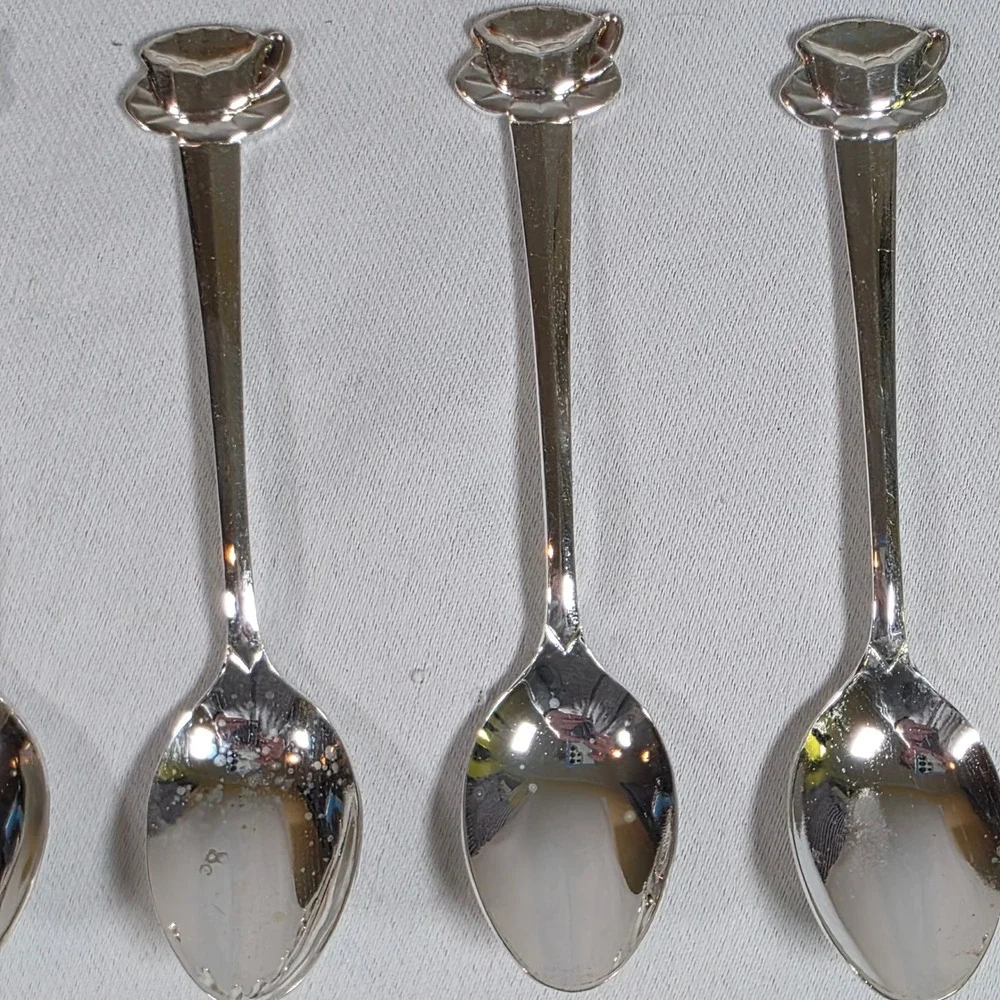 Vintage HIC Japan Stainless Teacup Demitasse Spoons Set of 10 Whimsical